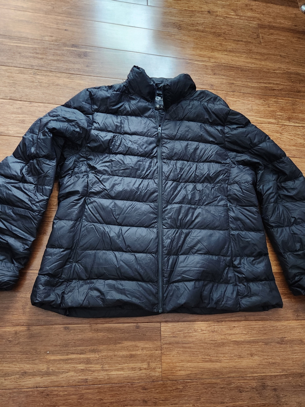 Quince Women's Lightweight Black Packable Puffer Jacket, XL